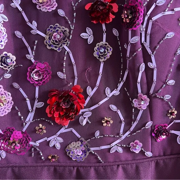 NWT Crepe Beaded Midi Cocktail Dress Curve - Picture 14 of 14